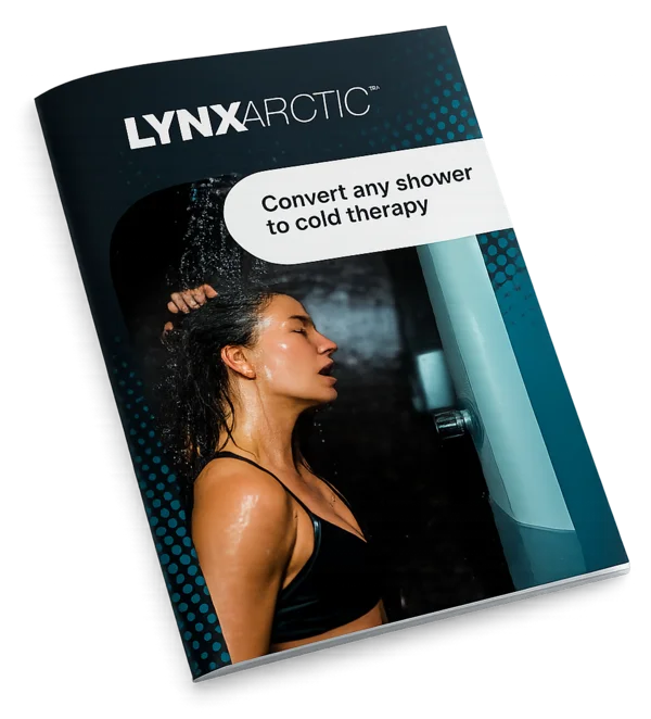 LYNXARCTIC® brochure cover, “Convert any shower to cold therapy”